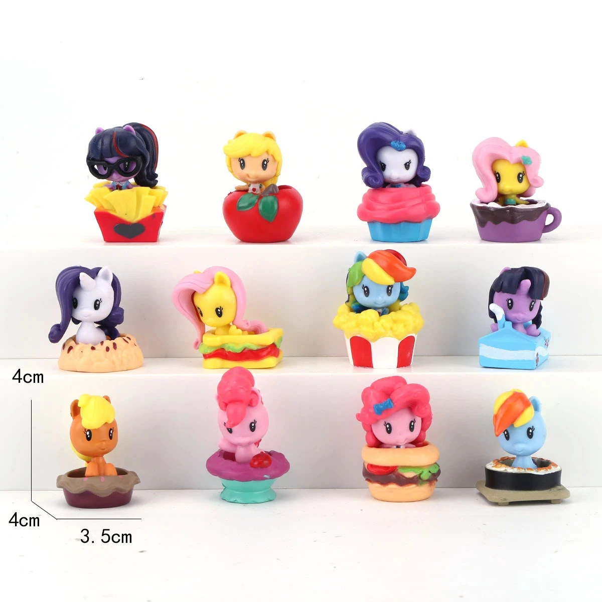 

12pcs/set Anime My Little Pony Q Version kawaii cake decoration Action Figure PVC Model Toys Desk Decor Collectible Gifts