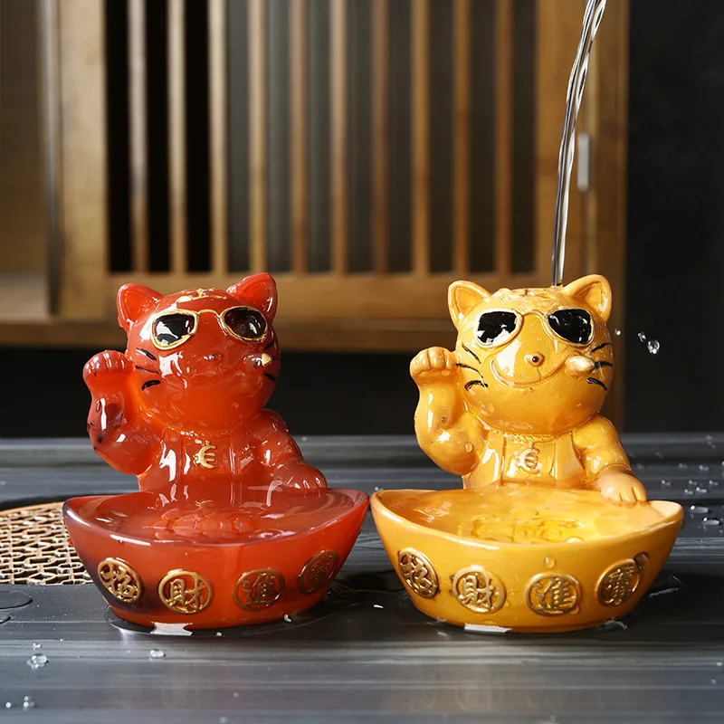 

Color-changing Tea Pet Ornaments Tiger Crafts Cartoon Tea Set Accessories Tea Finished Lucky Living Room Coffee Table Decoration
