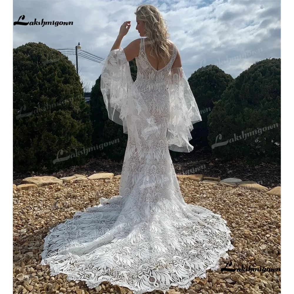 Lakshmigown V Neck Mermaid Wedding Dress 2025 Court Train Wedding Gown Customizedvestidos de noviarobe de mariéegelinliksuknia ś