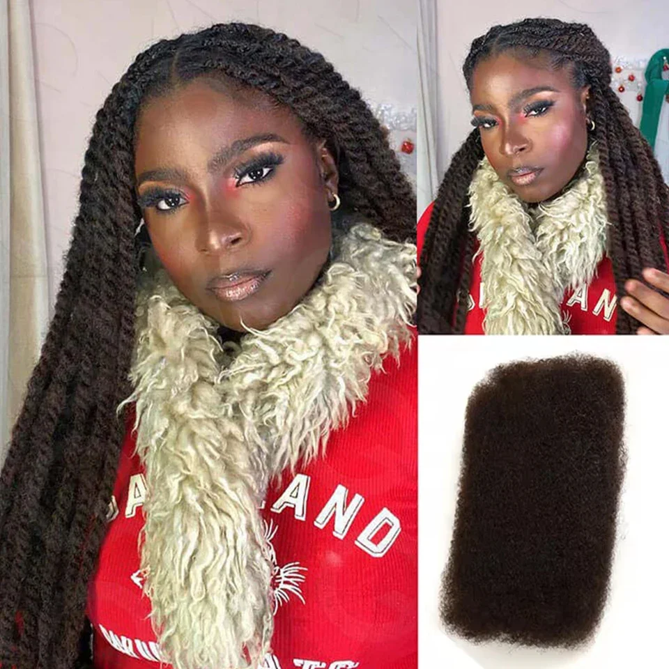 

Afro Kinky Bulk Hair 50 г - Бразильские человеческие волосы Remy - Для дредов, твист-косичек и вязания крючком - Легкий и удобный