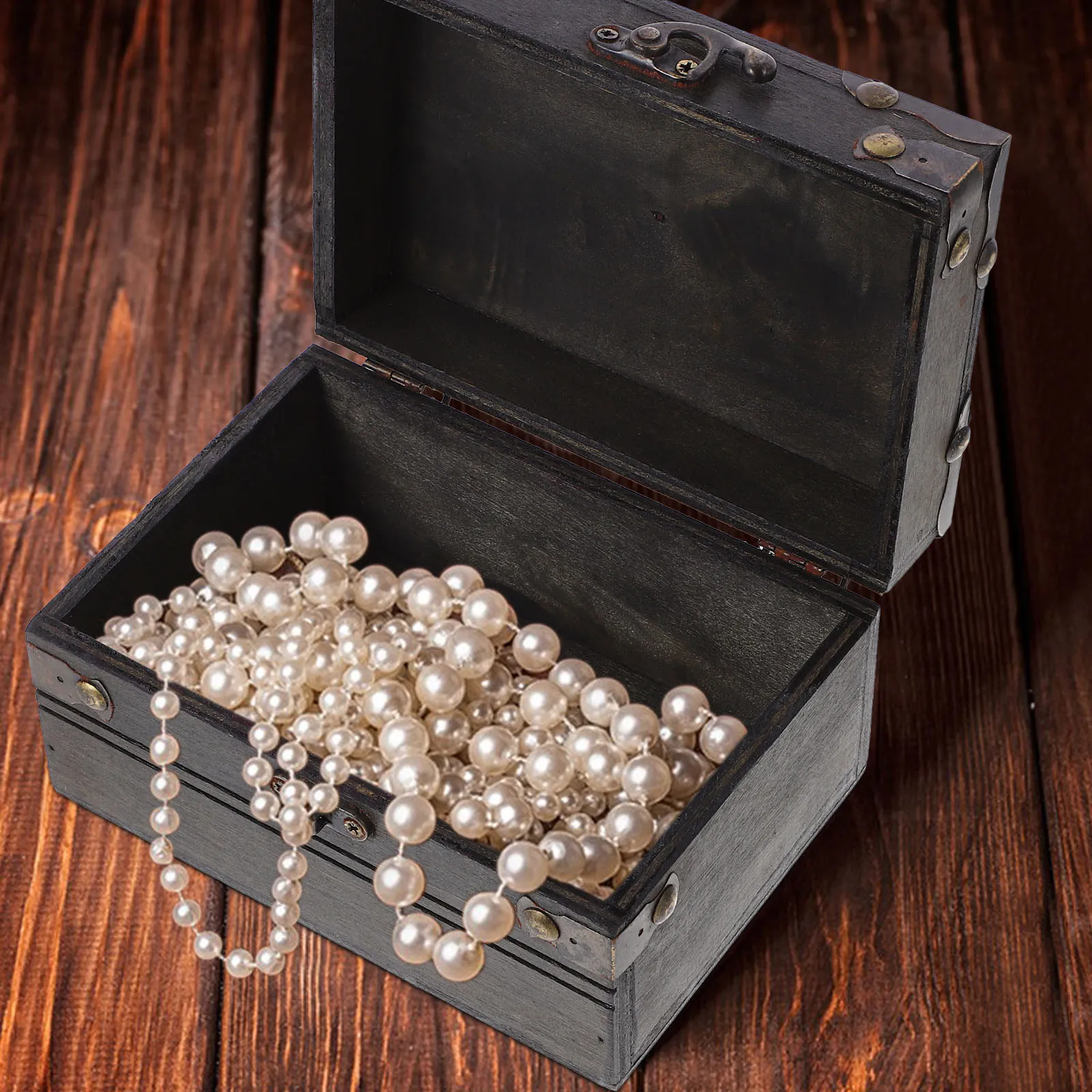 

Retro Wooden Jewelry Box Vintage Storage Chest A 01 Grey Keepsake Prop Treasure Container Home Decor Display Case