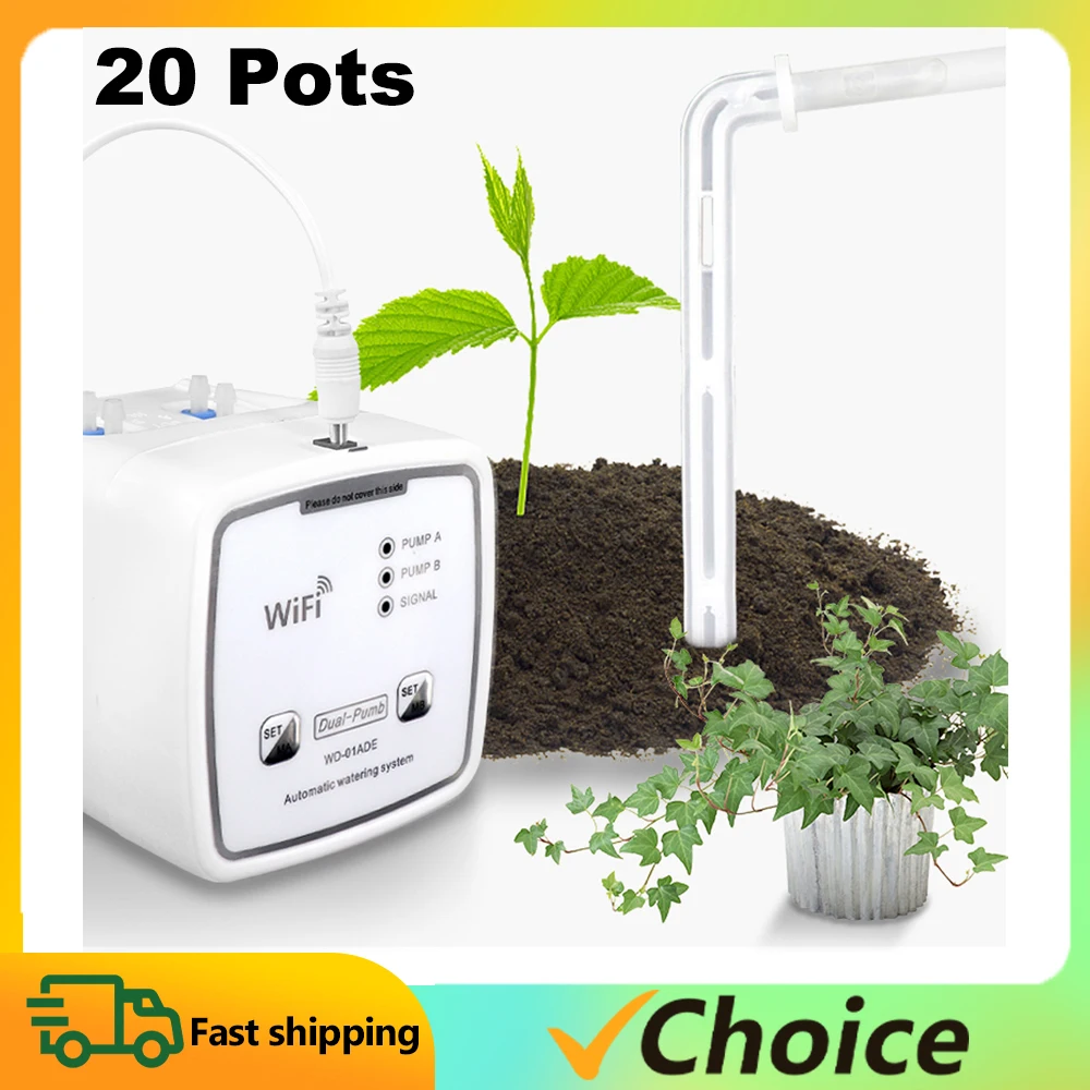 WIFI Intelligent Watering Device Double Pump Timed Automatic Drip Irrigation System Remote APP Controller for Garden Terrace