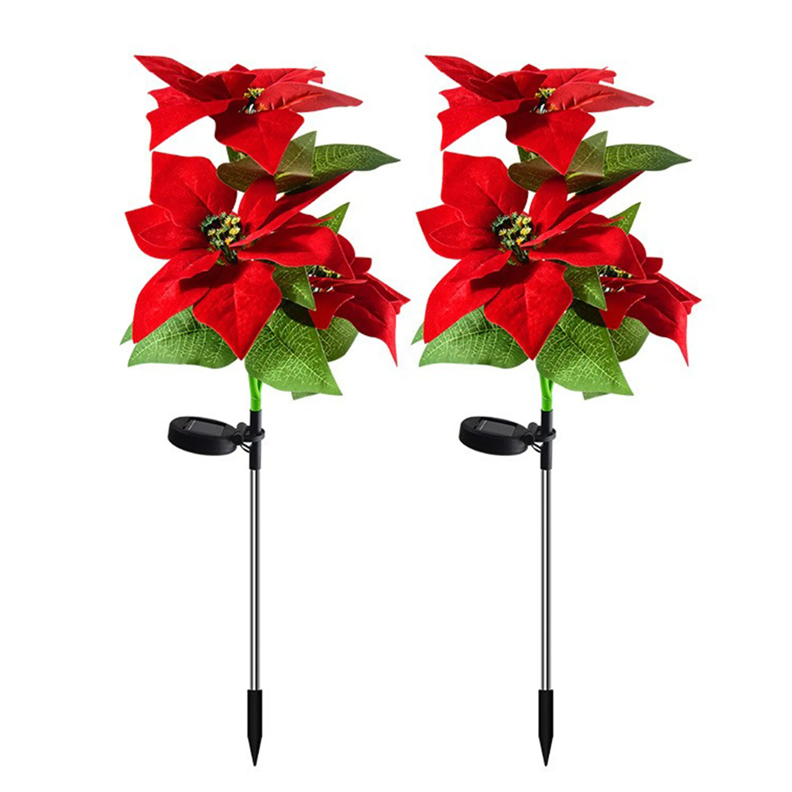 

Outdoor Solar Lights Christmas Decoration Simulation Poinsettia Yard Landscape For Pavilion Waterproof Ground RGB Color Changing