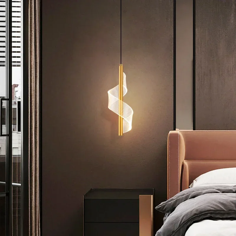 Minimally Modern Ceiling Chandelier, Living Room, Bedroom Bedside Dining Room Light, Creative Single Head Long Line Chandelier
