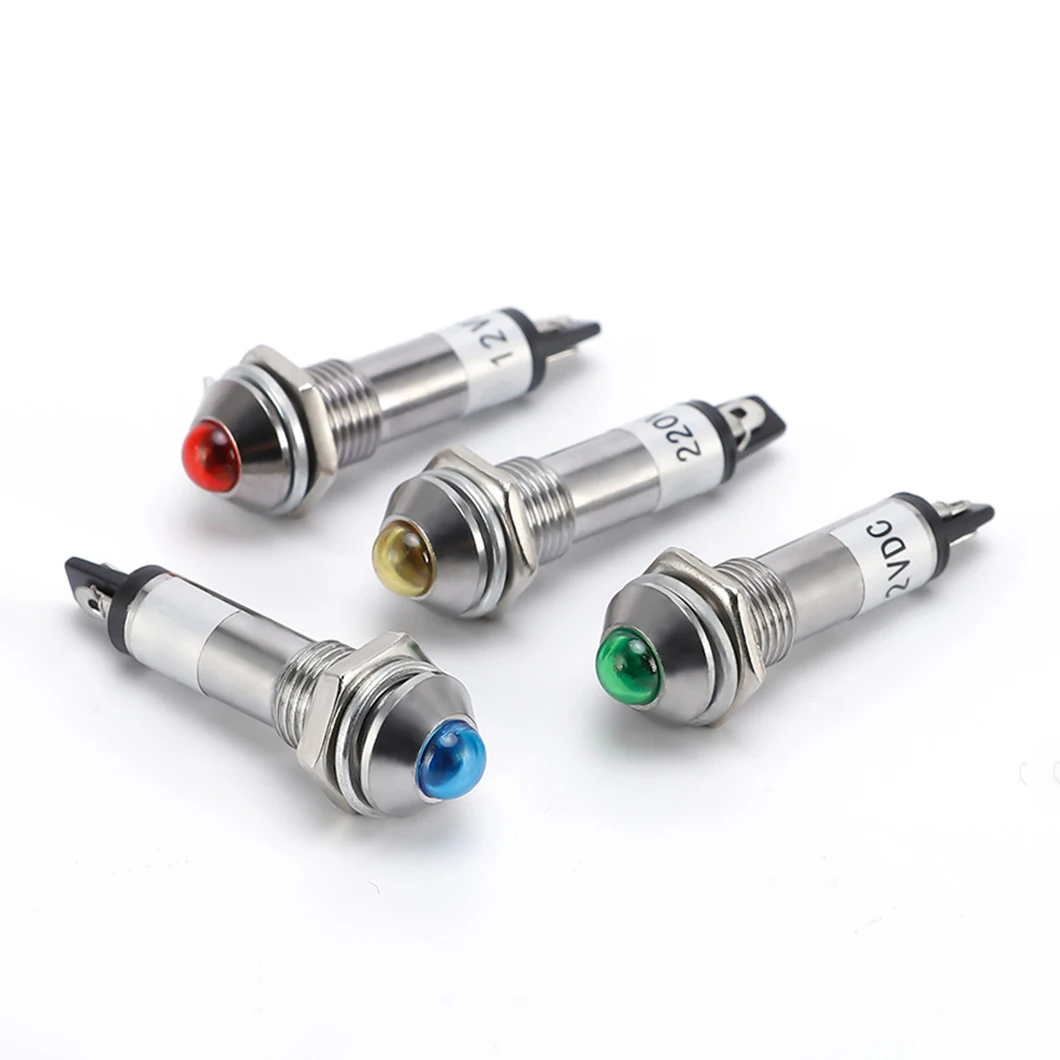 ABILKEEN 12v 24v 110v 220v 8mm red /green/blue led indicator pilot signal lamp light metal pilot light