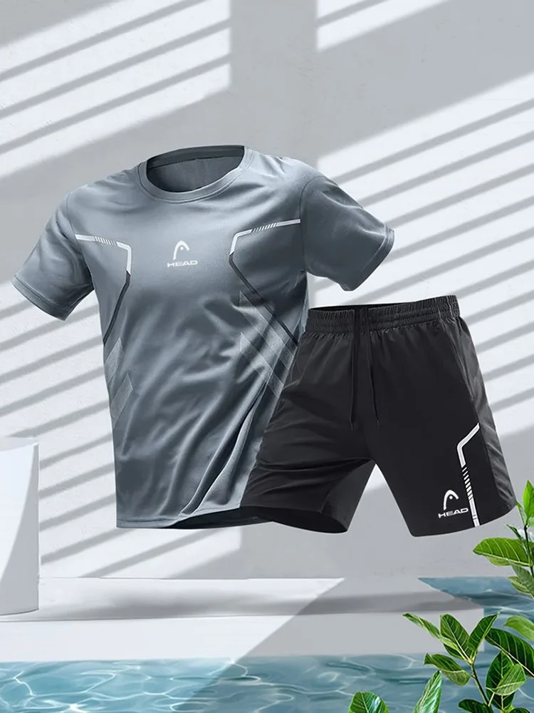 Herren T-Shirt und Shorts Set Sommer Herren Tennis Kurzarm T-Shirt Stilvolle und bequeme Badminton Trainingsshorts Heißer Verkauf