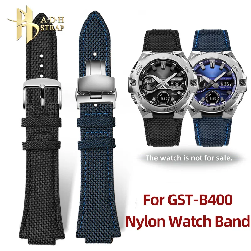 Knitted Nylon Watch Strap For Casio G-shock GST-B400 EFB-680 Canvas Watch Band Convex Interface14mm 12mm Bracelet