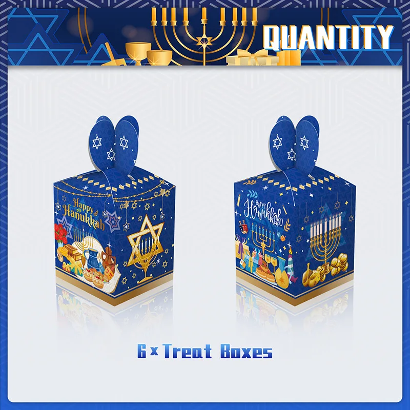 6/12/24Pcs Jewish Hanukkah Party Candy Box Supplies Baby Shower Kid Birthday Party Favors Gift Box Chanukah Candy Box Decoration