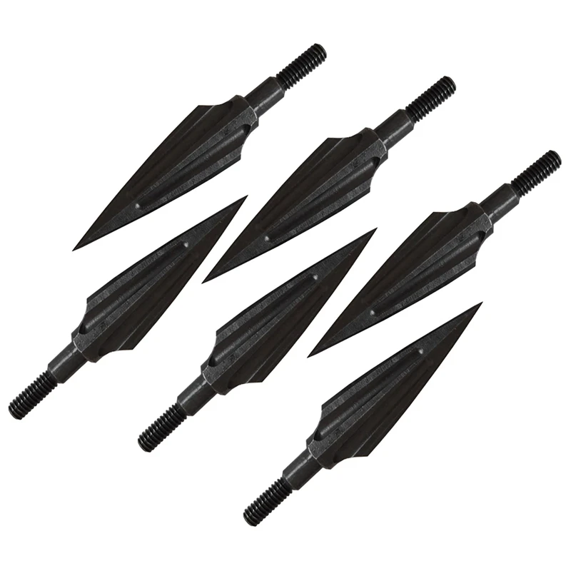 

6 Pcs Metal Archery Arrowheads 125 Grain Broad Head Tips Arrows For Compound Bow Crossbow Recurve Bow Hunting