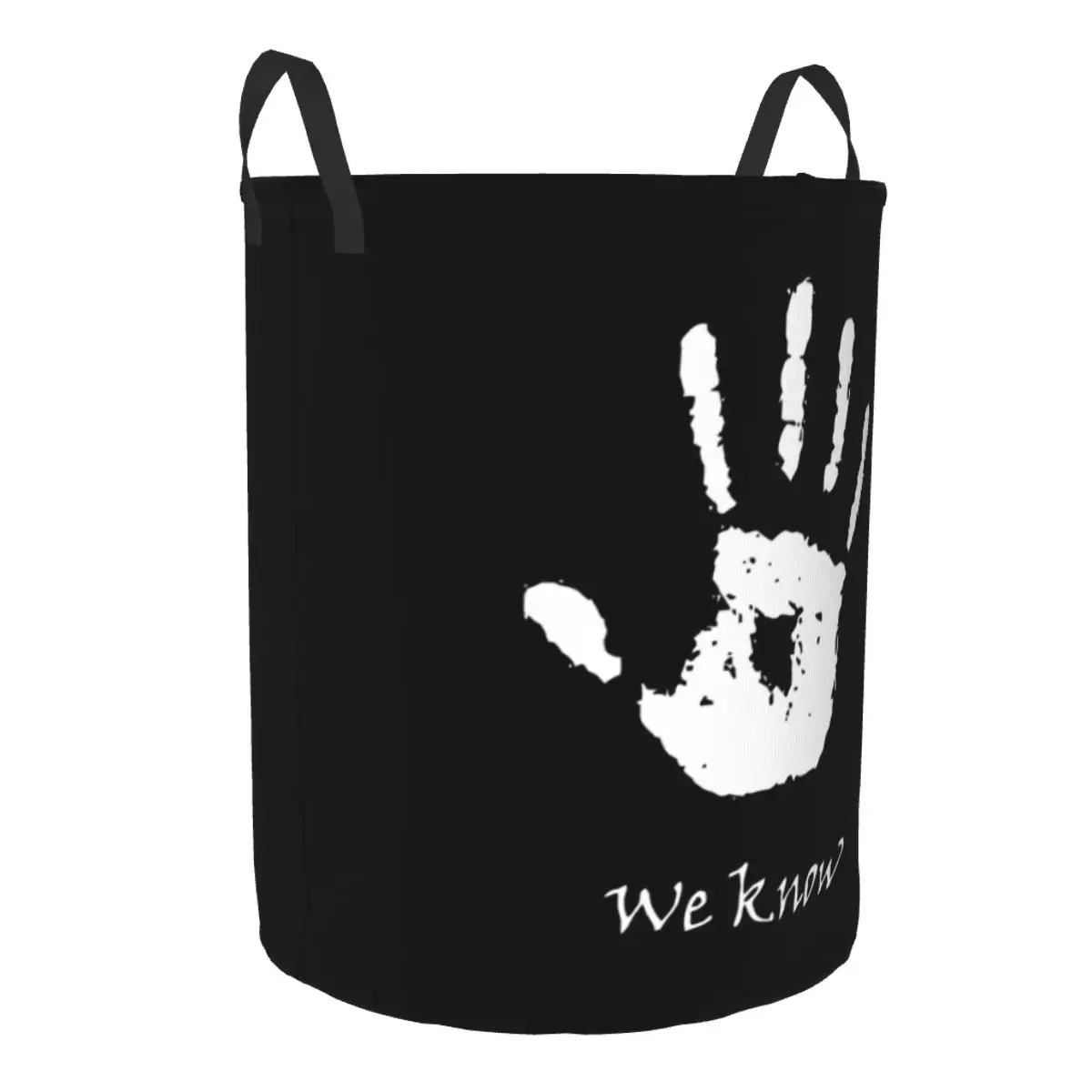 Customized Skyrim Dark Brotherhood Hand Laundry Basket Collapsible We Know Letter Clothes Hamper for Baby Kids Toys Storage Bin