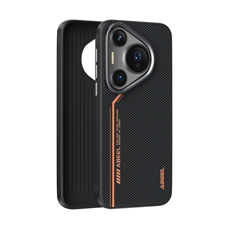 

For Huawei Pura 70 Pro Magsafe Case Slim Carbon Fiber Magnetic Wireless Charger P70 Pro Plus Case Metal Lens Anti-slip Grip