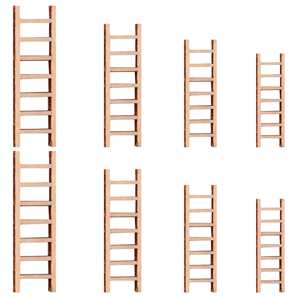 

8 Pcs Simulation Ladder Miniature Furniture Small Miniatures for Crafts Wood Garden Ornament