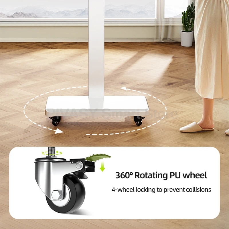 Mobile TV Stand with Wheels Rotatable Portrait Landscape Trolley for 26-60 Inch Screen All-in-One Monitor Live Height Adjust
