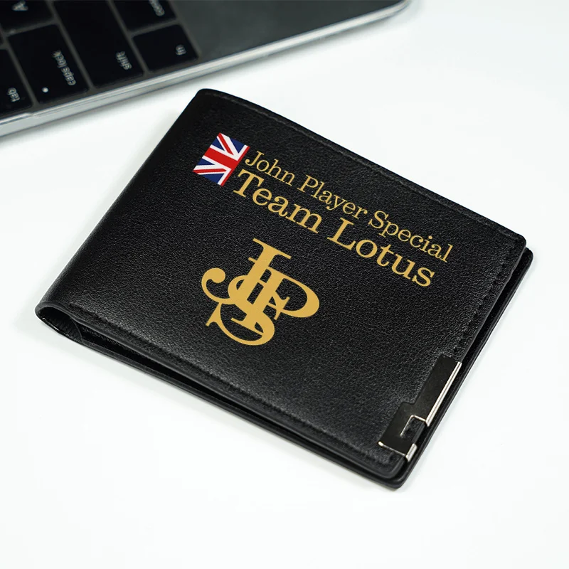 존 플레이어 스페셜 팀 로터스 로고 PU 지갑 남성용 슬림 비즈니스 패션 컴팩트 디자인 내구성이 뛰어난 경량 일상용