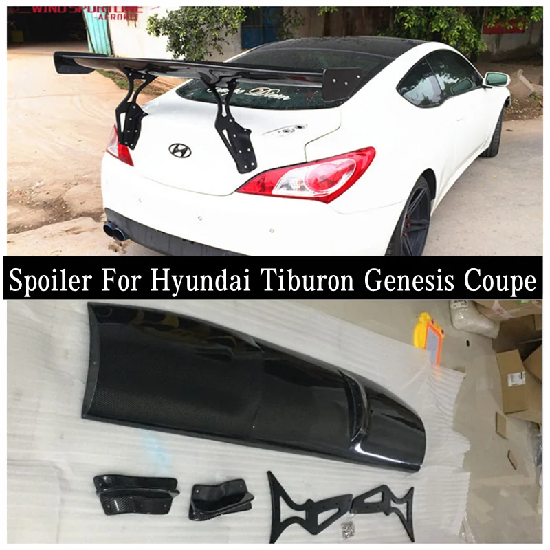 For Hyundai Tiburon Genesis Coupe 2008-2015 High Quality Real Carbon Fiber Car Rear Wing Trunk Lip Spoiler (GT Style)