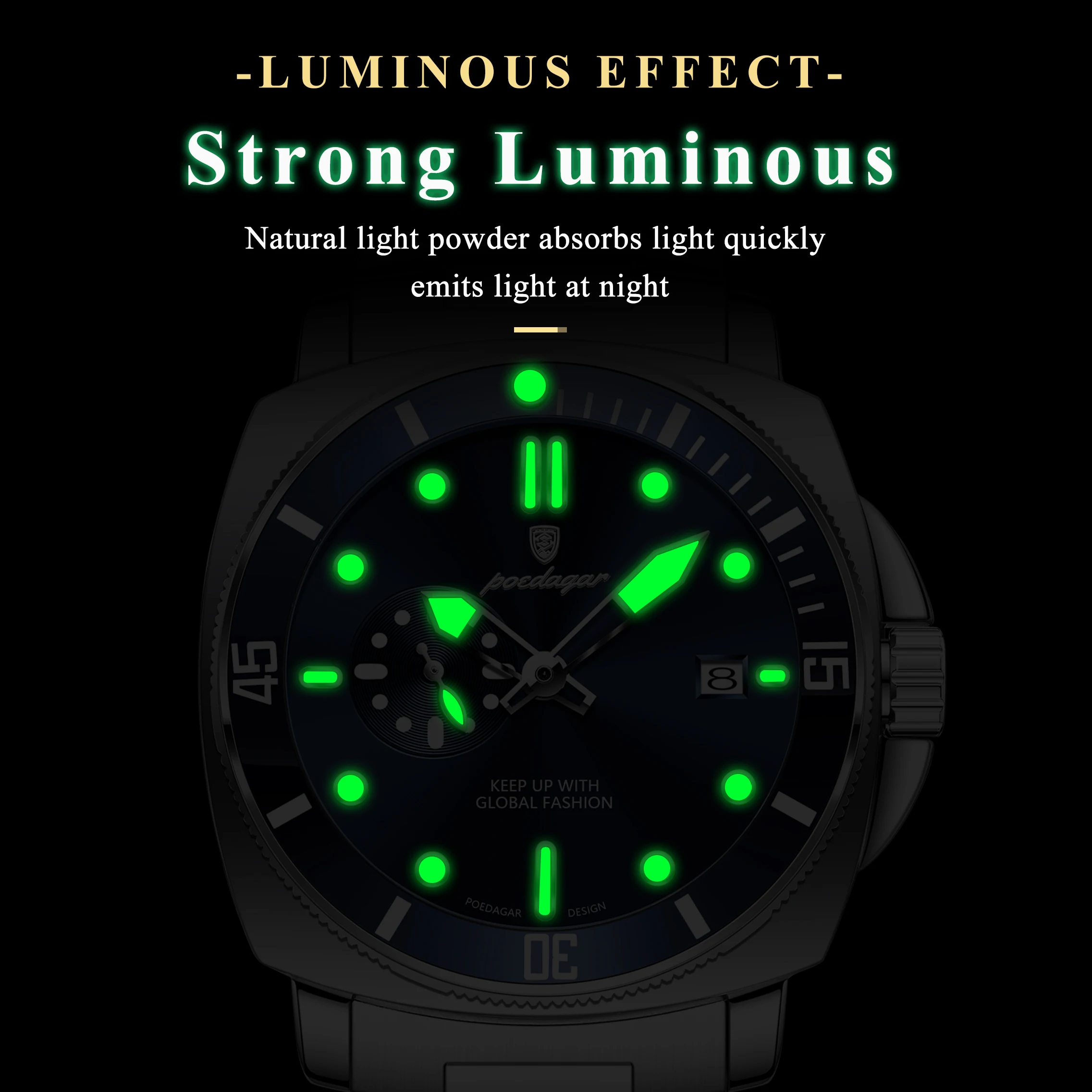 POEDAGAR Original Luxus herren Uhren Leuchtende Wasserdichte Datum Business Uhr Männer Edelstahl Mode Quarz Mann Armbanduhr