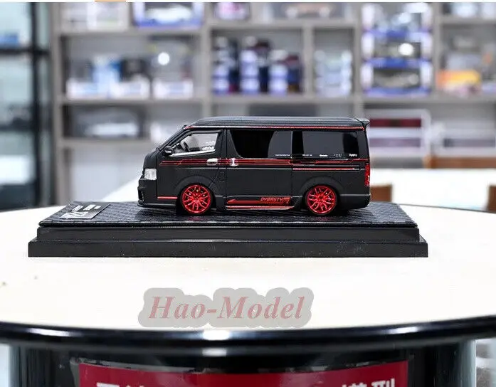 نموذج سيارة محاكاة Diecast من الراتنج لألعاب Hiace MPV ، شاحنة سوداء ، هدايا عيد ميلاد للأولاد ، هواية ، زخارف عرض ، 1:64