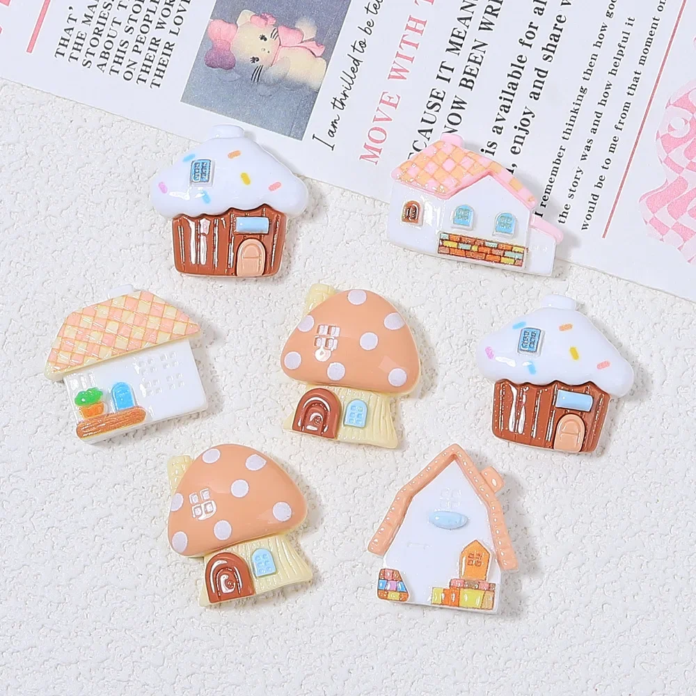 5pcs Coffee cartoon house childlike fun handmade DIY homemade jewelry cartoon DIY resin flatback for diy jewelry making