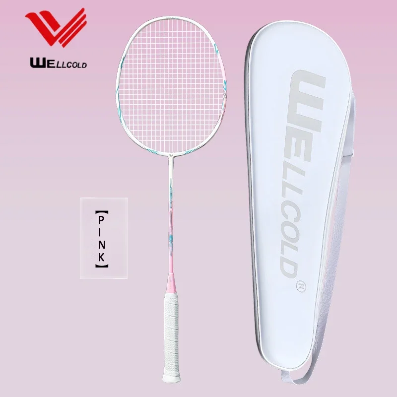 مضرب كرة الريشة من ألياف الكربون الوردي للنساء، مضرب كرة الريشة الاحترافي خفيف الوزن، مضرب كرة الريشة الهجومي والدفاع