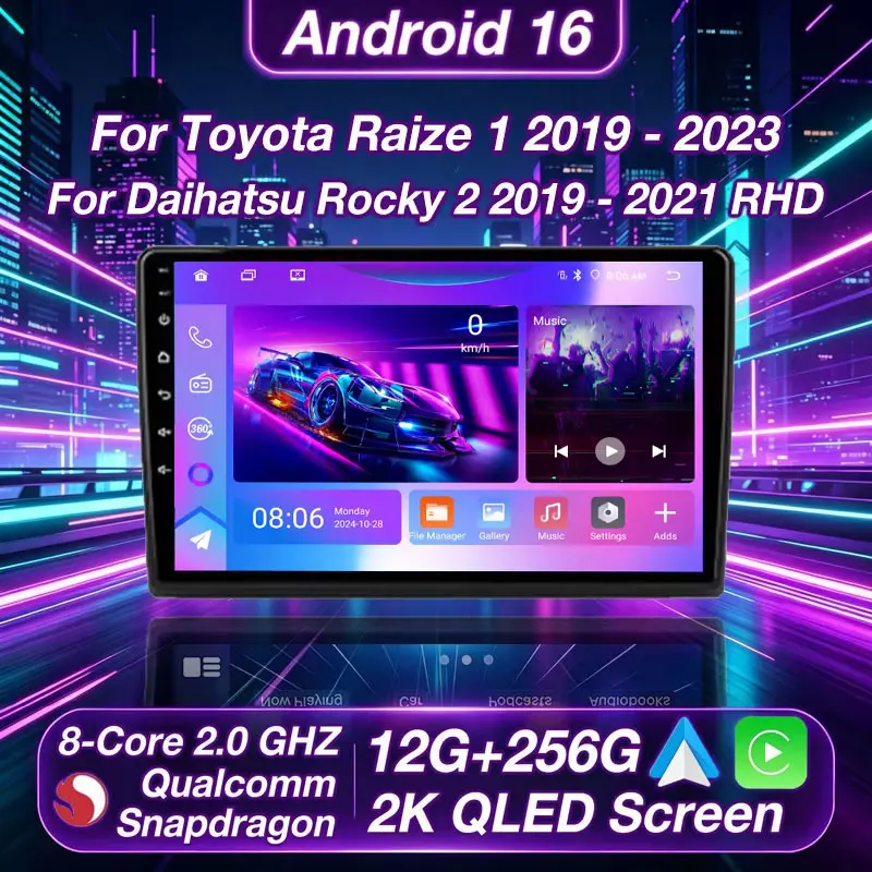 Wireless CarPlay Android Auto For Toyota Raize 1 2019-2023 For Daihatsu Rocky 2 2019-2021 RHD Android 16 Stereo 2 DIN Autoradio