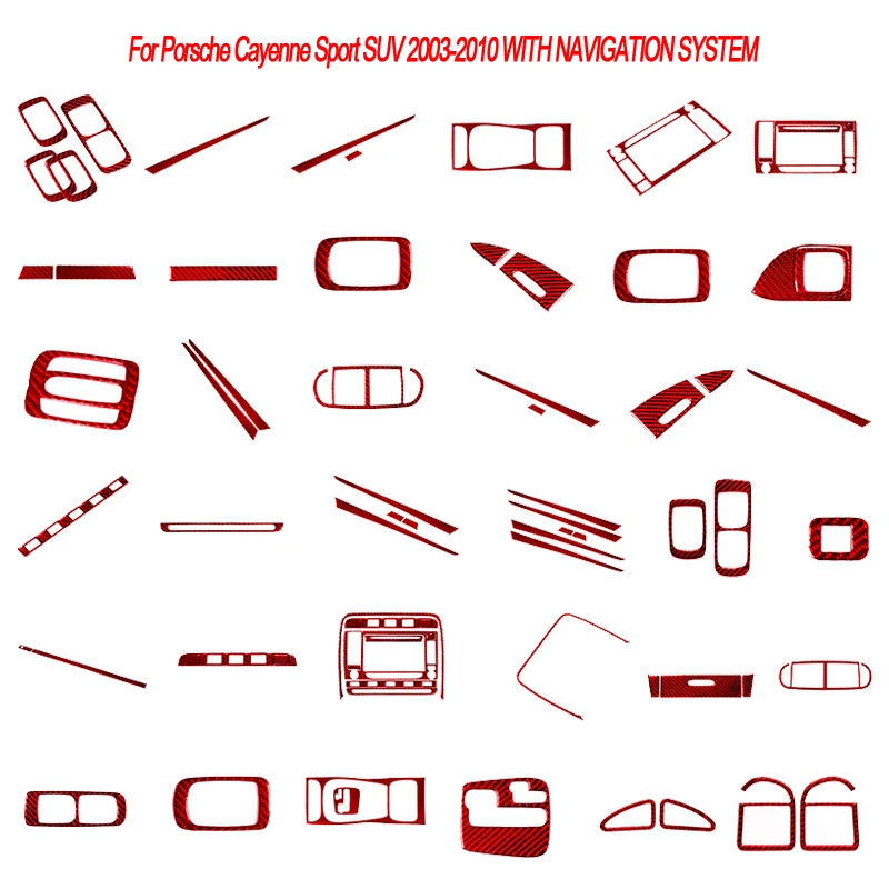 

Для Porsche Cayenne Sport SUV 2003-2010 с навигационной системой автомобильные аксессуары интерьерные красные наклейки из углеродного волокна декоративные
