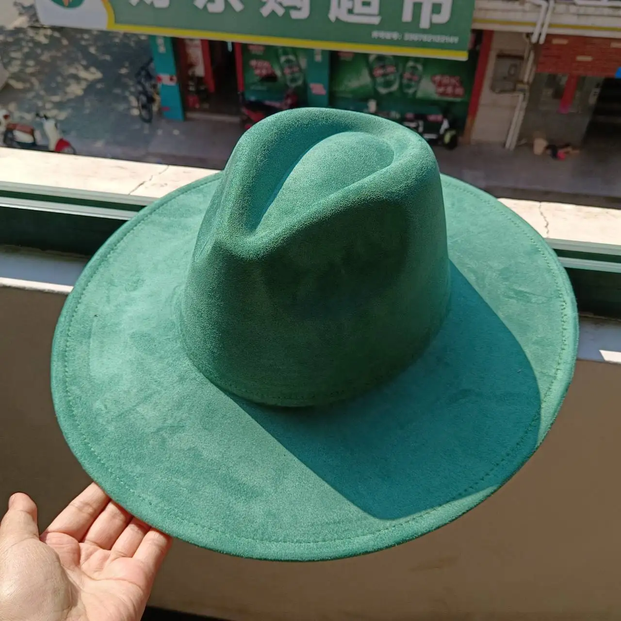 Suede hat Rose Red Large Edge Droplet Top 9.5cm Hemline Fashion Hat Unisex Suede Jazz Hat  sombrero mujer  모자