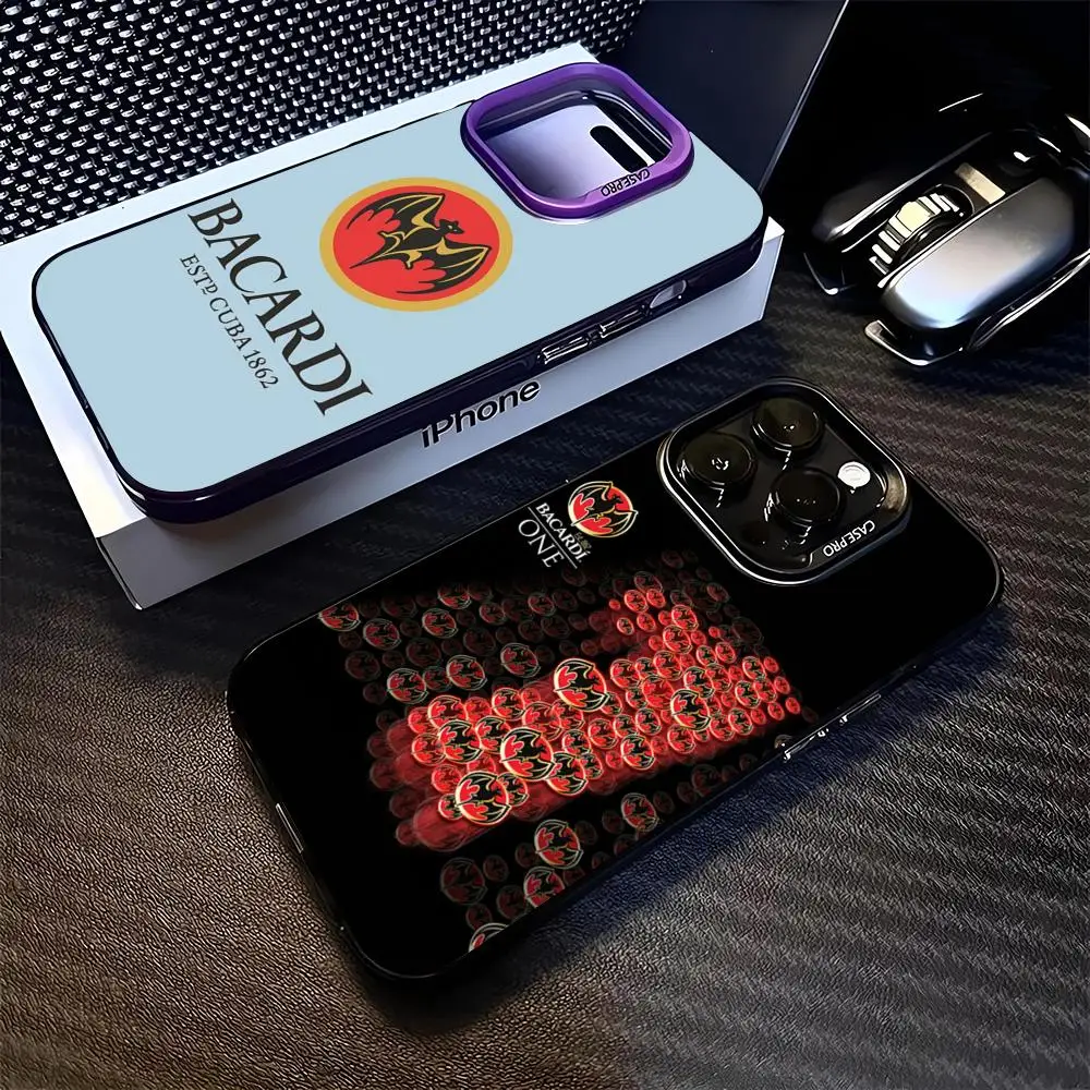 Funda para Teléfono con Diseño de Murciélago Vampiro Bacardi Rum para iPhone 17 16 15 14 13 11 12 Pro Max Xr X Air Plus, Carcasa Rígida Negra y Plateada