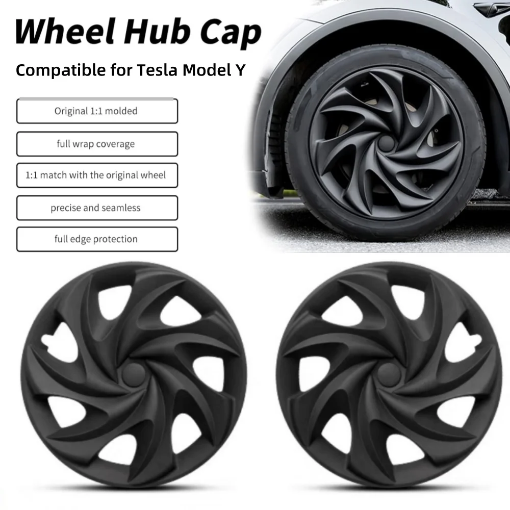 Compatibile per Tesla Model Y Hubcaps, sostituzione del cappuccio del mozzo da 19 pollici protezione dei cerchi di ricambio in ABS decorazione