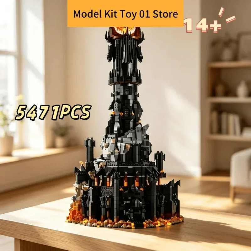 Creative Dark Black Tower Assembly Building Blocks 5471PCS Model Home Ornament Display Toys 2026 New Arrival Holiday Gifts