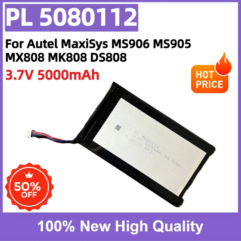 Replacement Li-Polymer Battery PL 5080112 3.7V 5000mAh for Autel MaxiSys MS906 MS905 MX808 MK808 DS808 Car Diagnostic Scanner