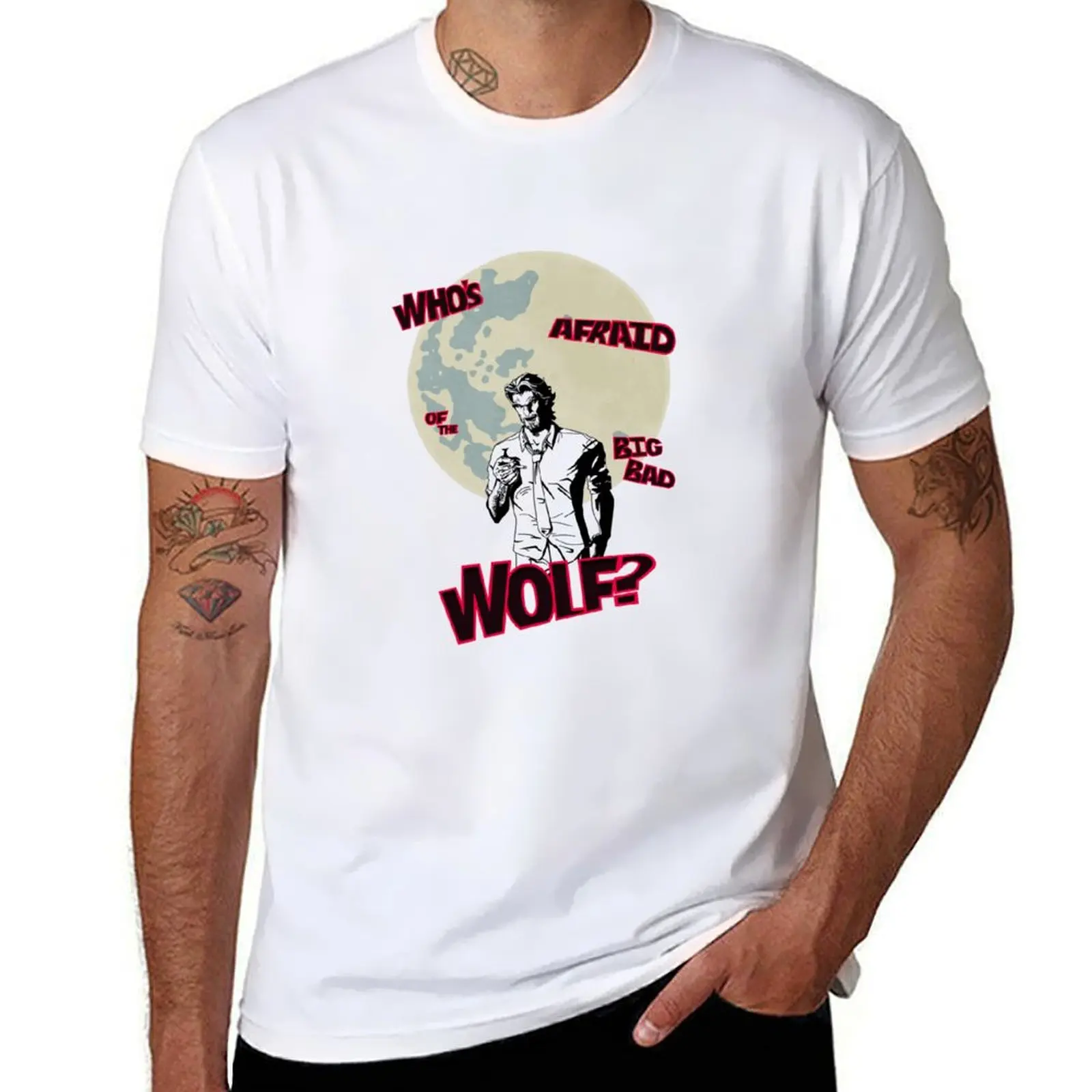 

Who's Afraid of The Big Bad Wolf T-Shirt man t shirts graphic t shirts cotton 100% T-Shirt