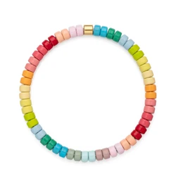 New Design 3x5mm Colorful Beaded Bracelets Handmade Bohemian Elastic Beads Bangle For Women Colroful Beads Jewelry Gift