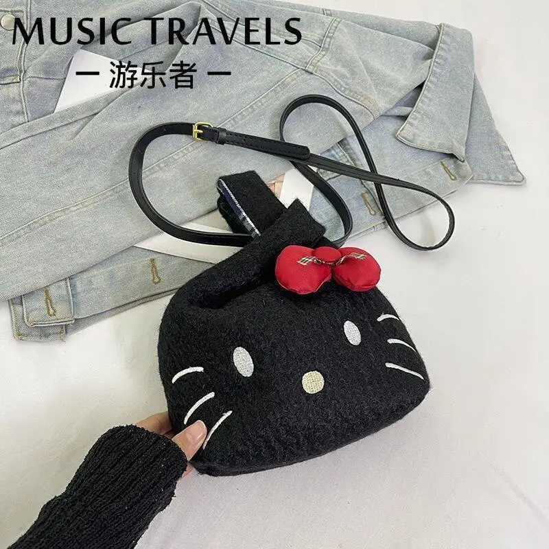 

Kitty New Shoulder Bag Hello Kitty Shoulder Bag Large Capacity Fashion Sweet Style Student Girl Shop Tote Bag Shoulder Bag New