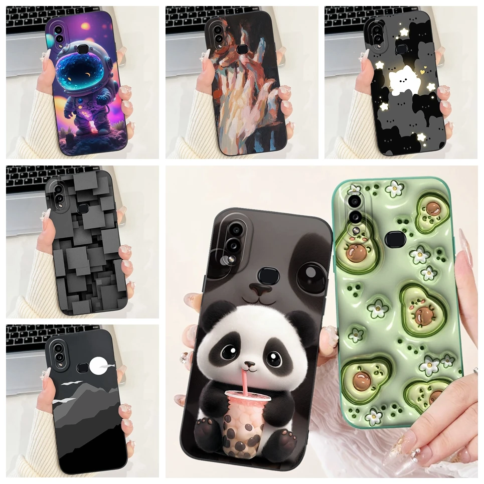 For Samsung Galaxy M01s Phone Cases Cover Samsung A10 A10s A105F A107F Flower Rabbit Panda Avocado Soft Silicone Protective Etui