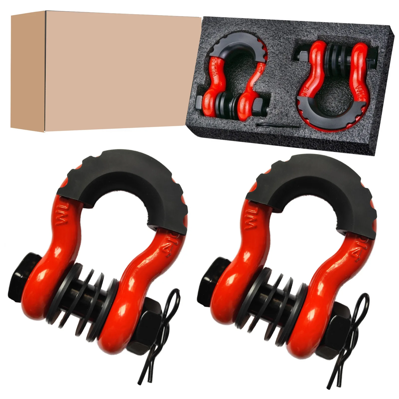 Forged Steel D-Ring Bow Shackle 4.75 Ton Towing Recovery Hook for Off-Road SUV Truck Winch Strap with Pin, 3/4 inch, Multi