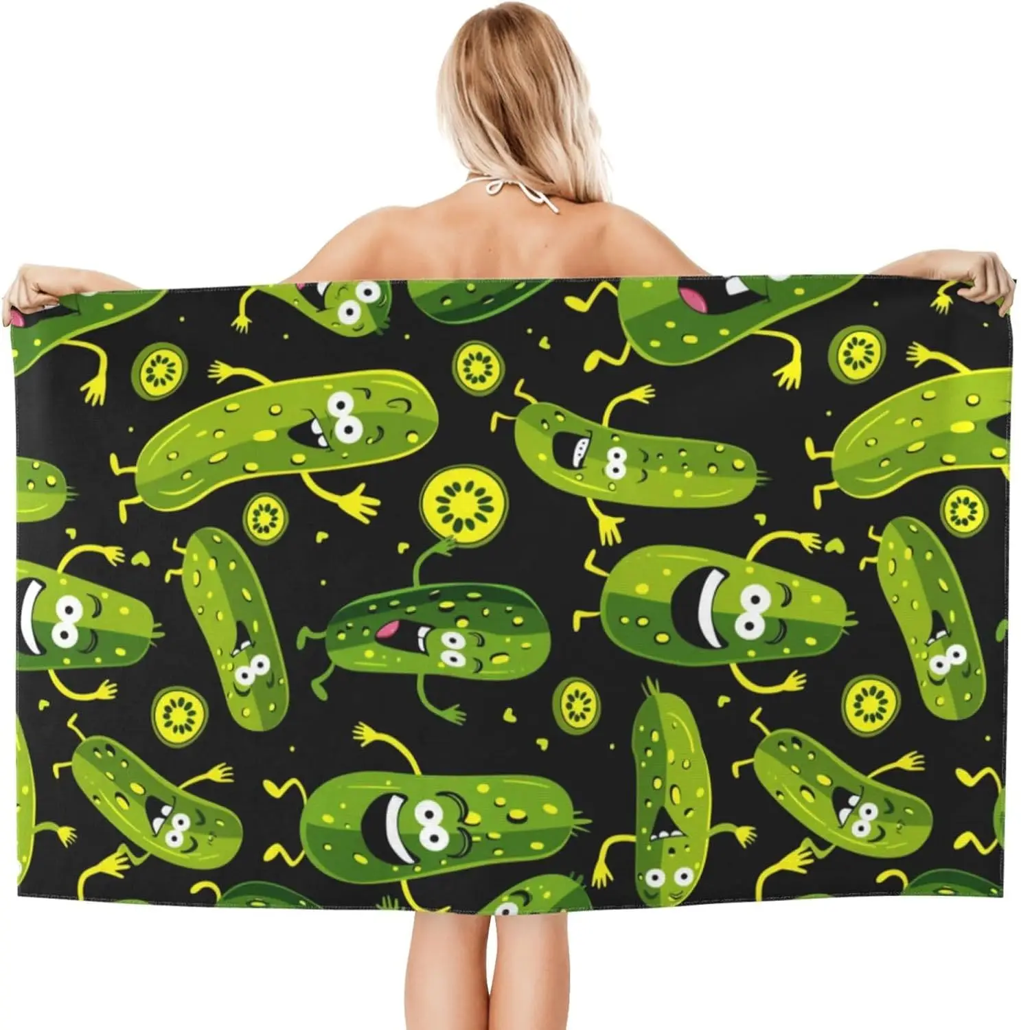 Funny Pickle Beach Towel, Soft Lightweight Microfiber Quick Dry Bath Towels Gifts for Bathroom, Pool, Travel, Swimming Decor
