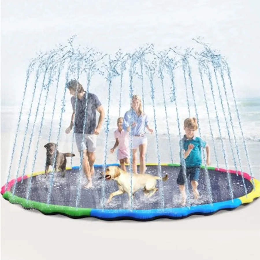 

10 ft Extra Large Non-Slip Splash Pad 120 for Adult and Dog Giant Thicken Sprinkler Pool Summer Outdoor Toys Fun Backyard Fount