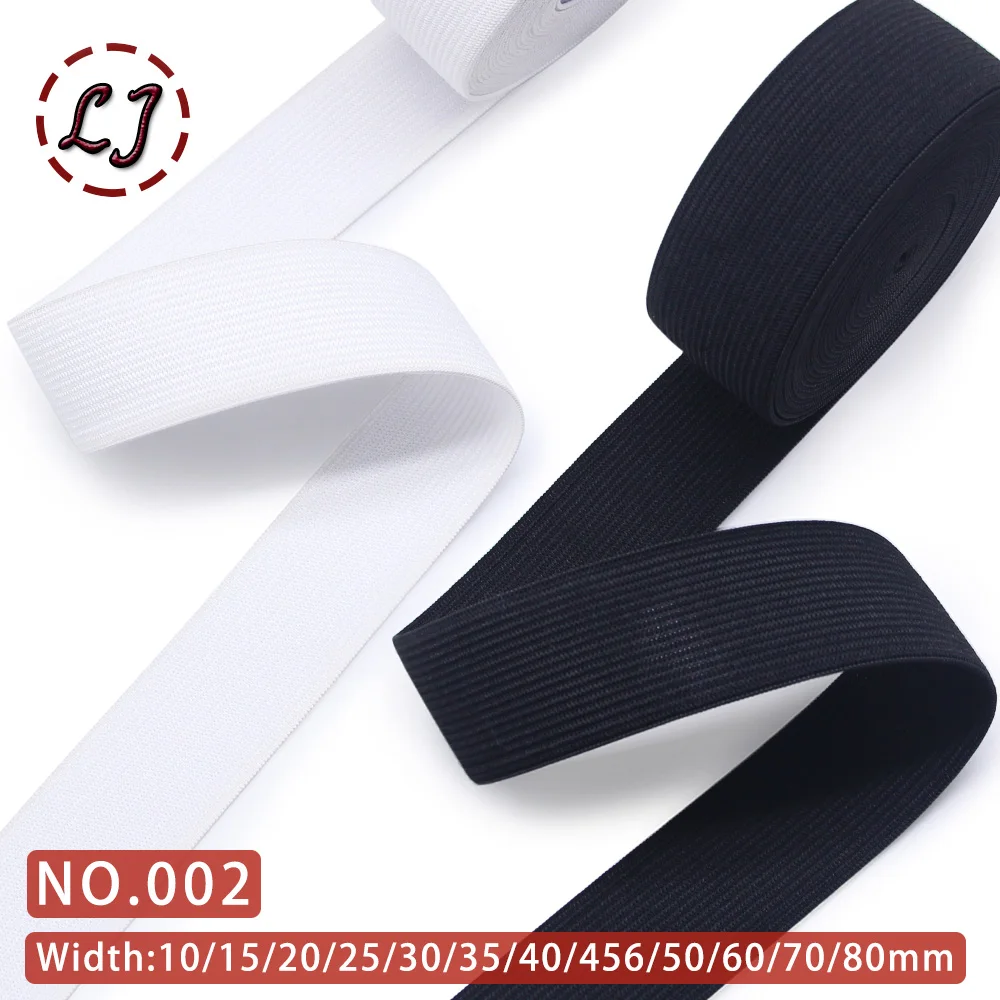 New 8 Yarn Black White Flat Elastic Band Rubber Band Tape For Sewing Clothing Pants Accessories Stretch Belt Ribbon Garment DIY