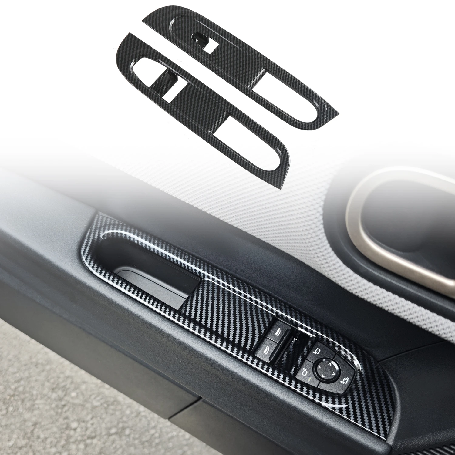 

Для BMW Mini Cooper F66 3-дверный F67 3-дверный кабриолет 2025 Кнопка переключателя подъема окна Накладка из углеродного волокна ABS Салон автомобиля 2p