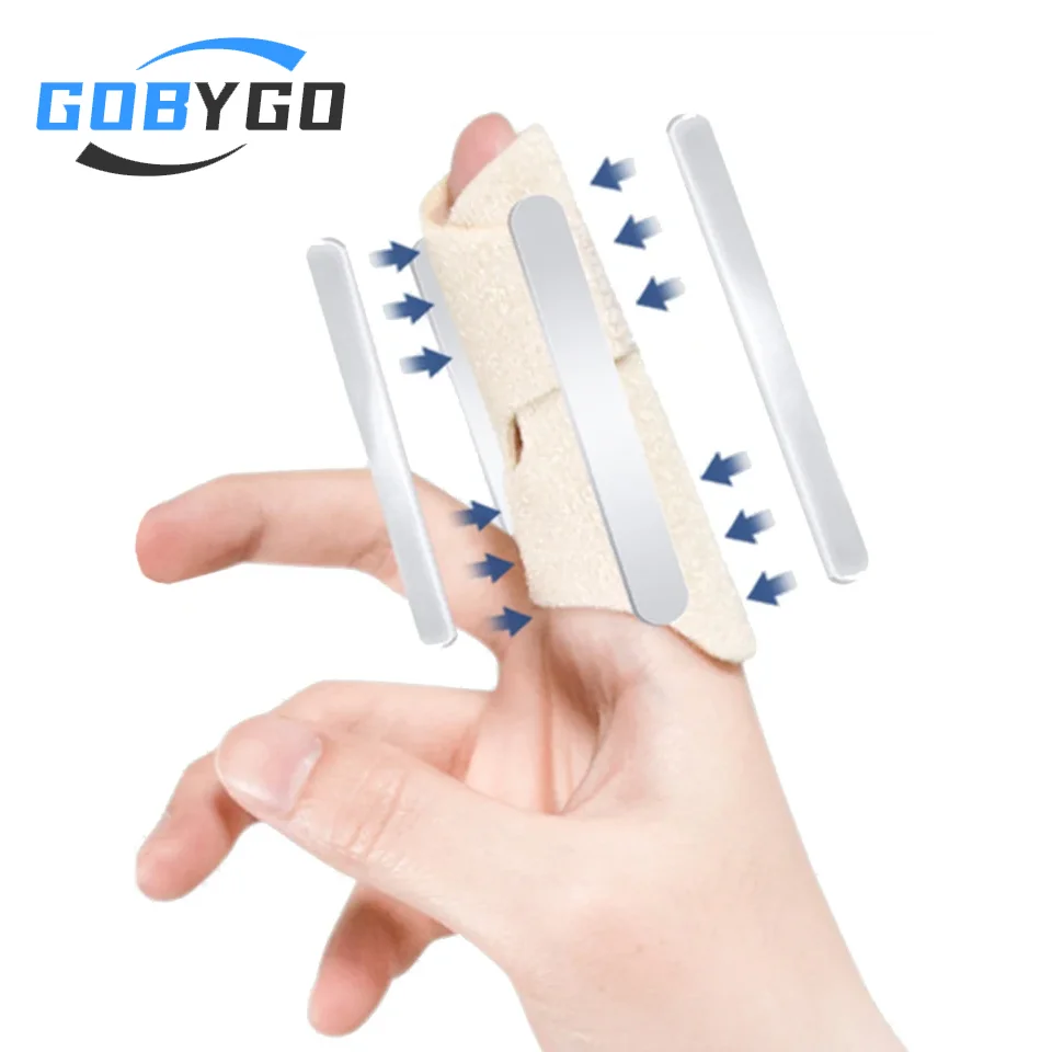 GOBYGO Finger Fixation Splint Knuckle 4 Aluminum Bars Reinforcement Fixation Thumb Retainer Ring Finger Bending Straightening