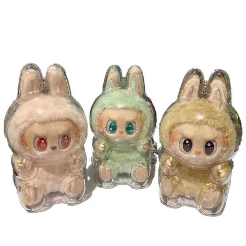 LABUBU's Second-generation Sitz Party Transparent Protective Case Protective Cover Monster  Doll Cover Storage Box Cut Storage