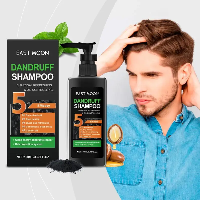 East Moon Men's Charcoal Oil Control Shampoo Charcoal Anti Dandruff Volumizing Refreshing Non-Greasy Hair Care Shampoo