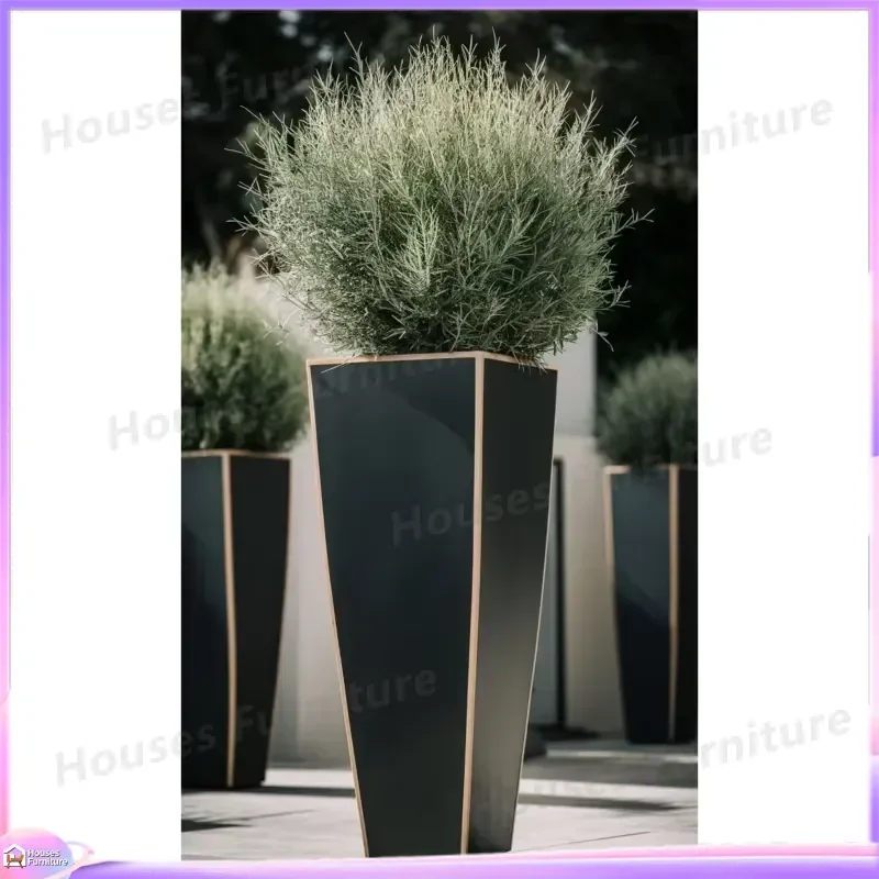 Large Fiberglass Flower Pot Indoor Outdoor Garden Planter Big Artificial Plant Container Modern Decorative Vase for Home