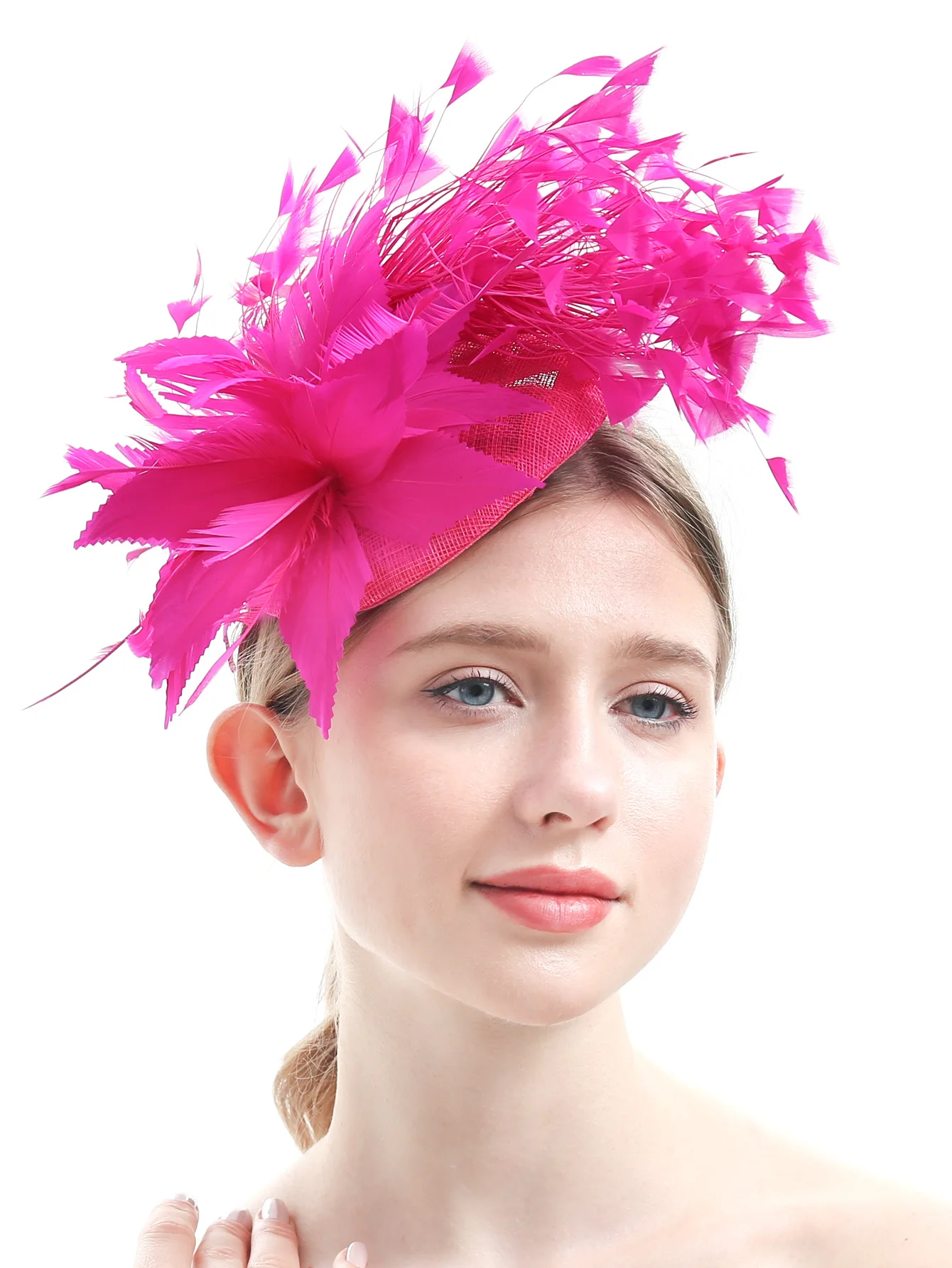 Sinamay Ladies Chic Fascinators Hats with Feather, Racing Season Kentucky Derby Hats for Women Ladies