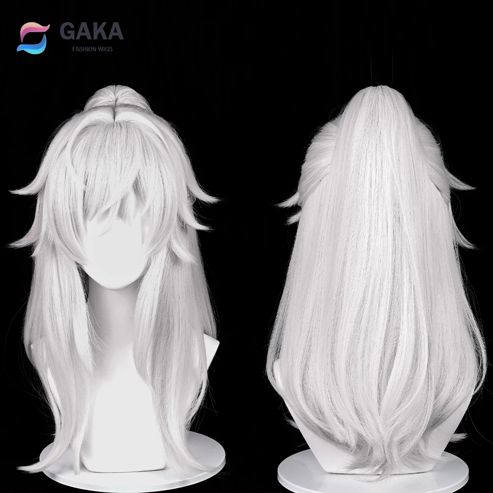 

GAKA Wigs Synthetic Long Straight White Game Cosplay Hair Heat Resistant Wig for Party