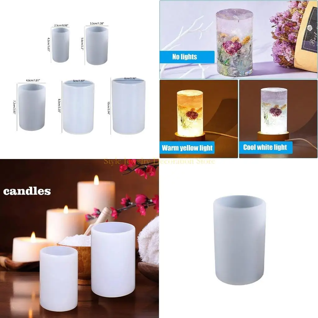 

D46E Handmade Cylinder Pillar UV Crystal Epoxy Resin Mold Plaster Silicone Mould DIY Crafts Wax Soaps Home