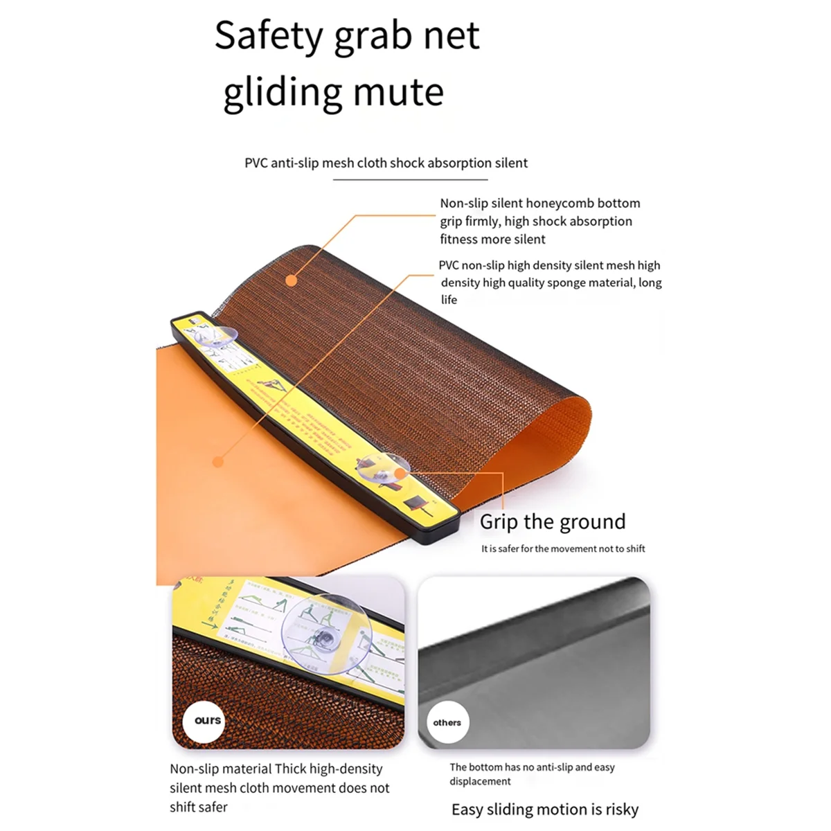 SMIEA Yoga-Gleitmatte, Sport, Fitness, Gleitplatte, Kernübung, Laufen, Skaten, Beintrainingsbrett, Fitnessgeräte, Orange, 180 cm