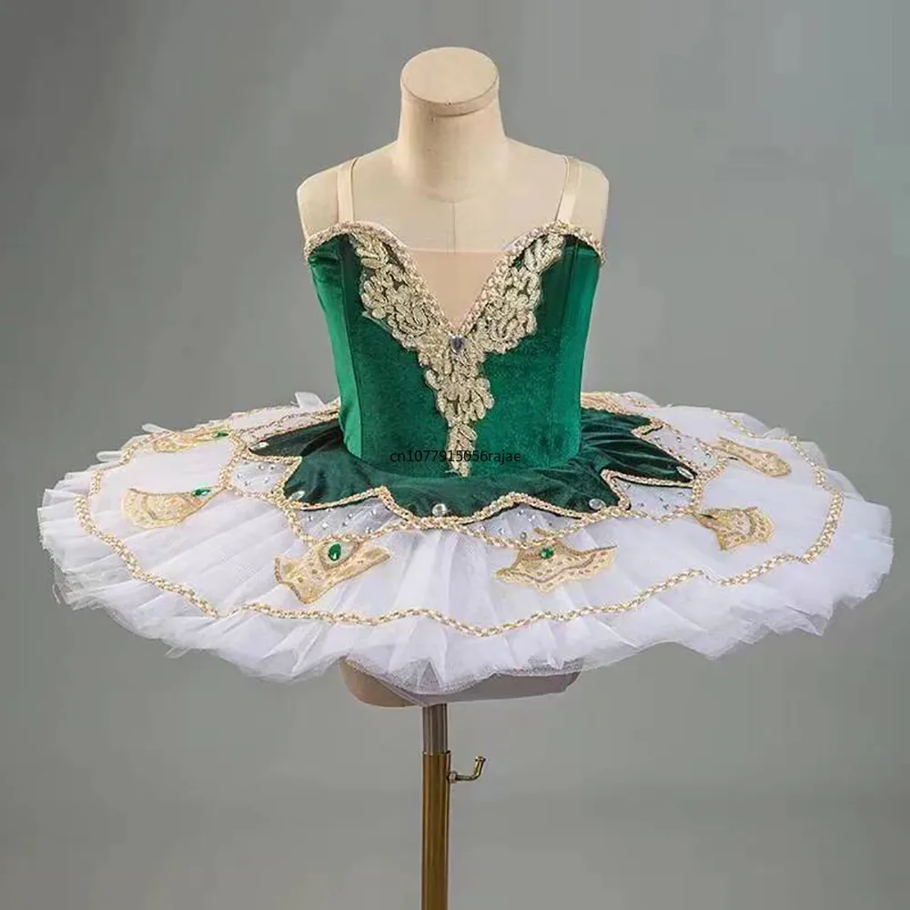 

Green Red Ballet Tutu Skirt For Girls Children Swan Lake Costume Platter Pancake Tutu Ballet Outfit Professional Ballerina Dress