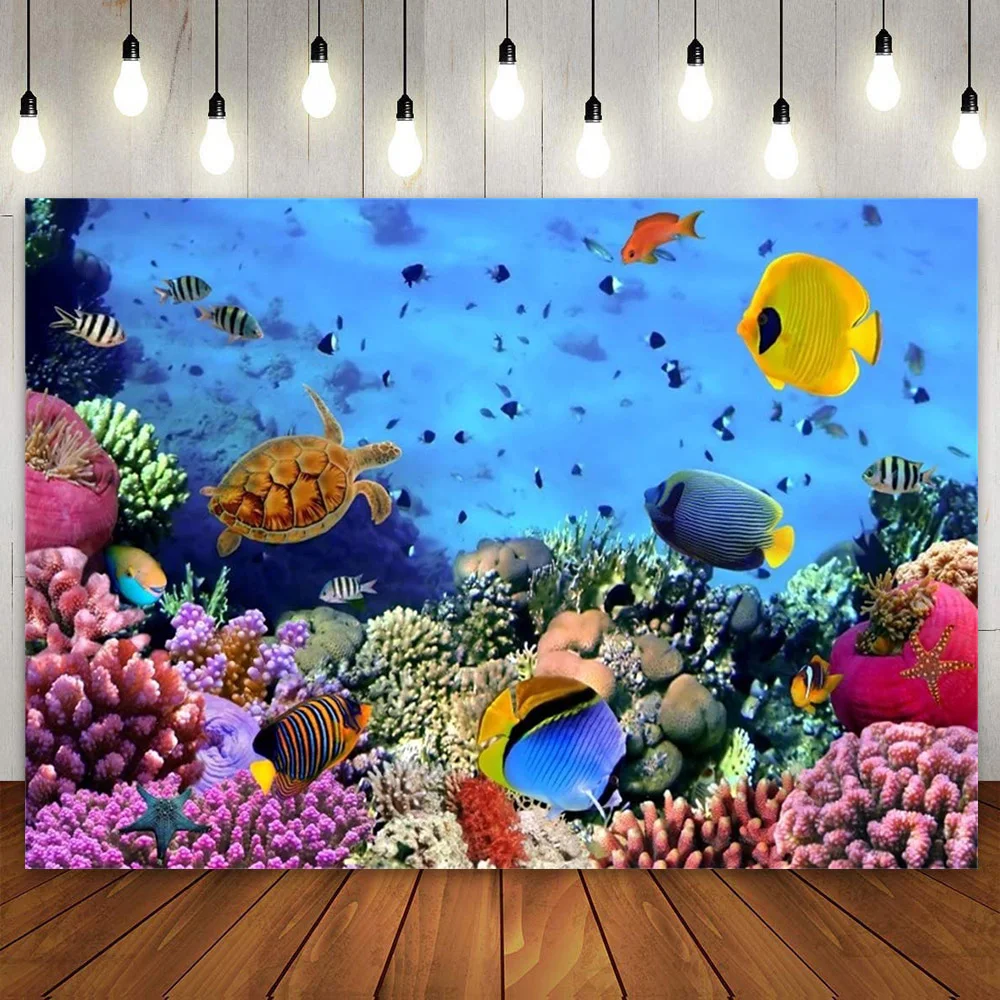 

Under The Sea Backdrop Photography Background for Baby Shower Kids Girls Boys 1st First Birthday Party Decor Banner Photoshoot