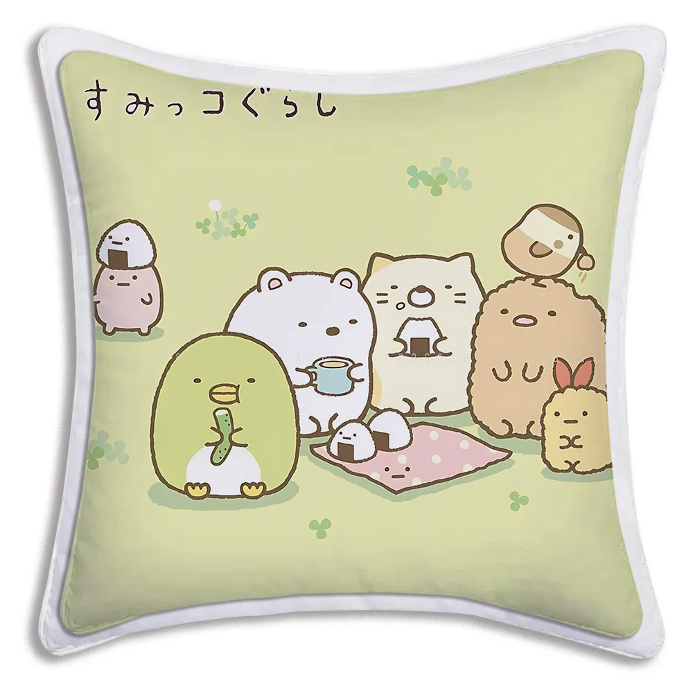 S-Sumikko Gurashi fodere per cuscini squisiti divano per cartoni animati decorativo per la casa stampa fronte-retro breve peluche carino fodera per